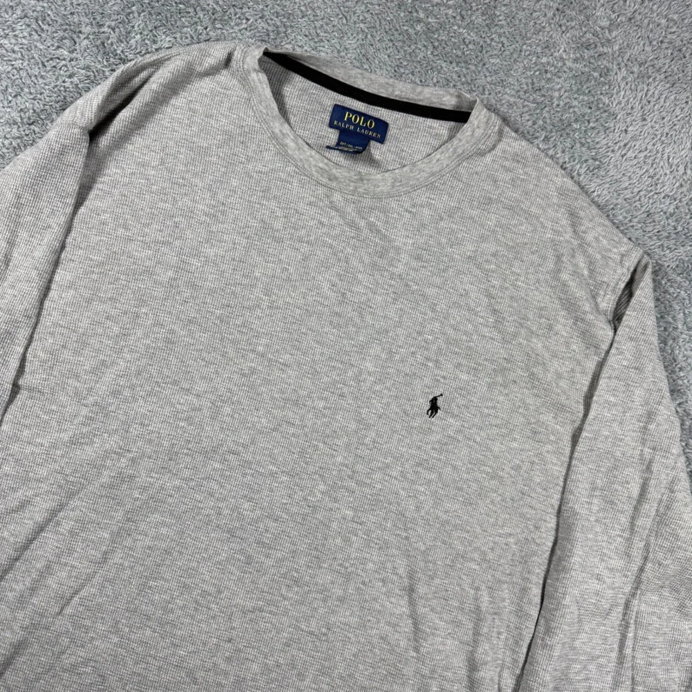 Polo Ralph Lauren Thermal Shirt Mens 3XT Gray Waffle Knit Long Sleeve Pony Logo